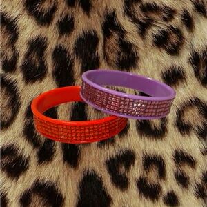 Y2K Purple and Red Crystal Bangle Set